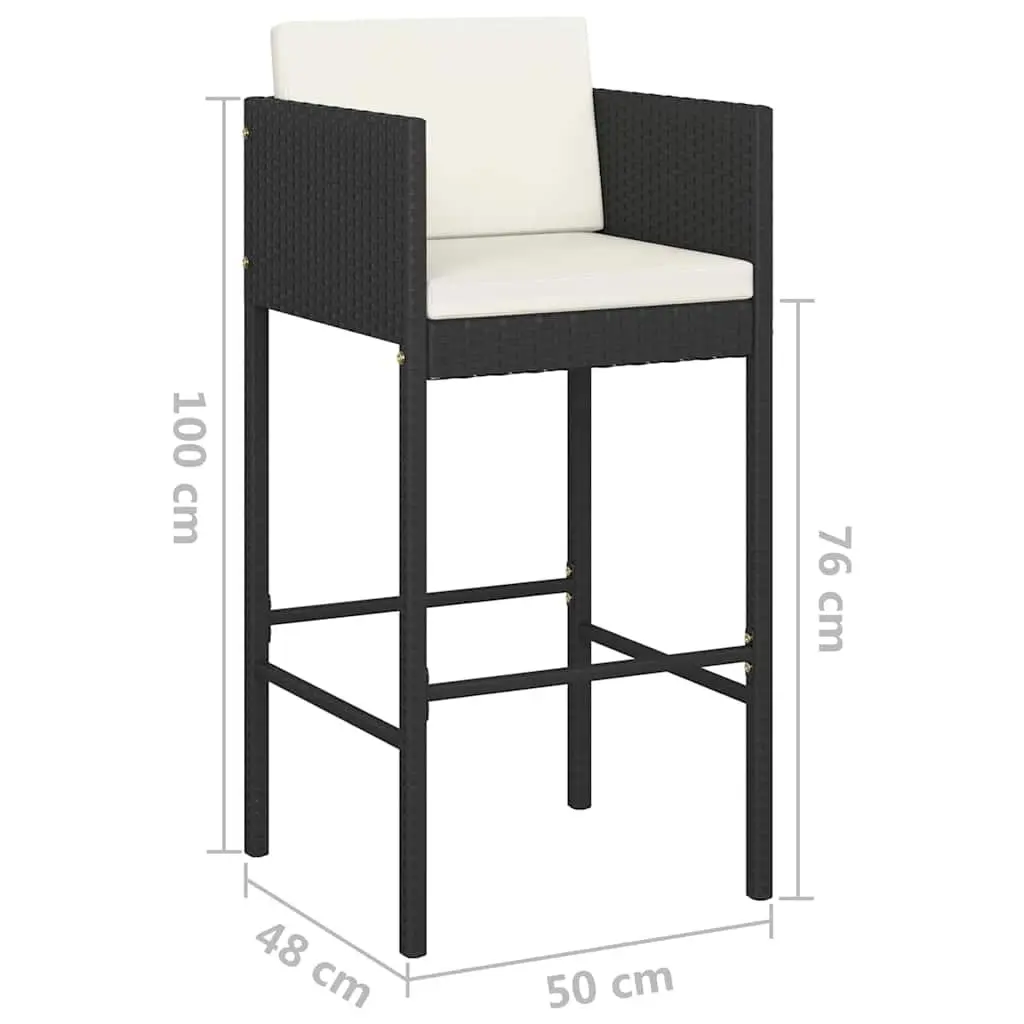 3 Piece Garden Bar Set with Cushions and Stools
