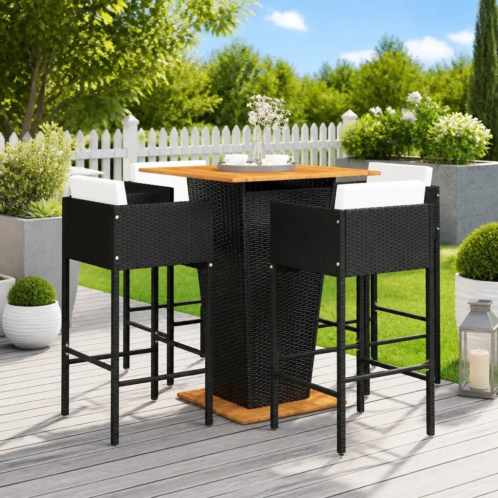 5 Piece Garden Bar Set with Cushions and Table