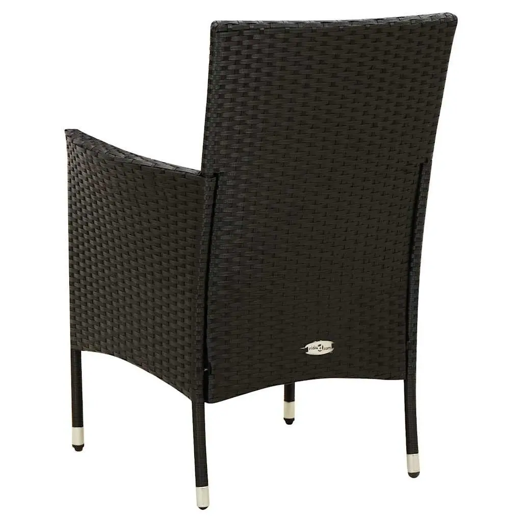 Outdoor Dining Set PE Rattan Black 3 Piece with Cushions