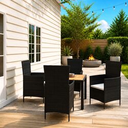 5-Piece Outdoor Dining Set with Cushions - Durable Steel Frame