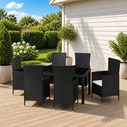 7 Piece Outdoor Dining Set with Durable Steel Frame