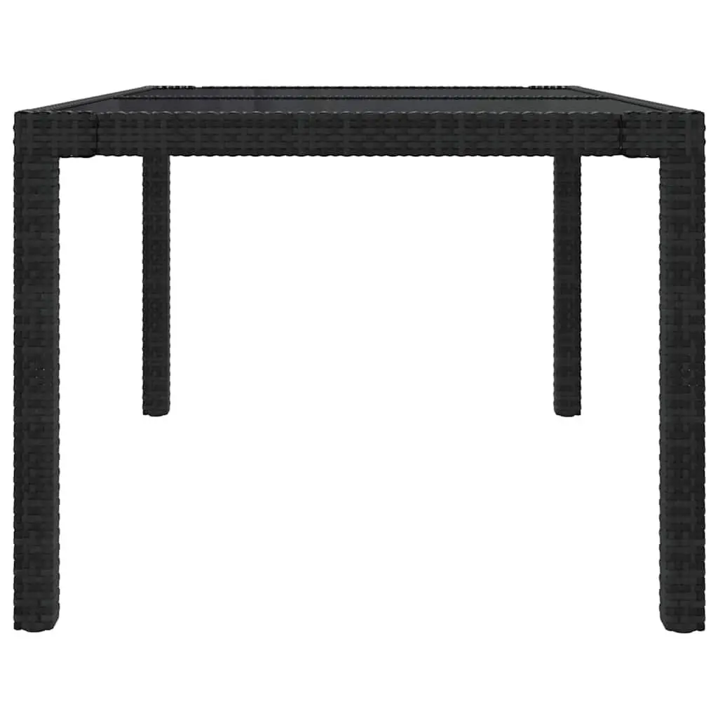 Outdoor Dining Set PE Rattan Steel Frame 7 Piece Black