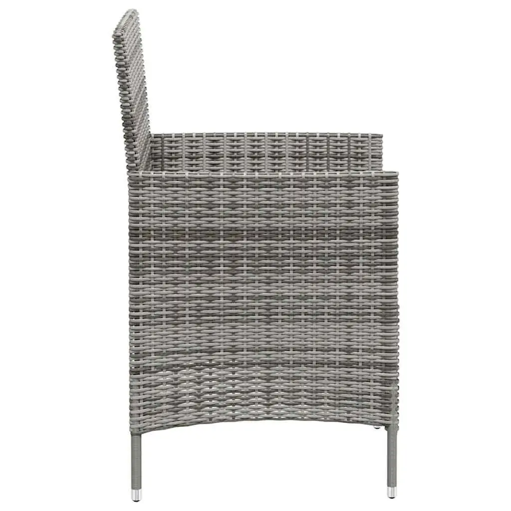 Outdoor Dining Set PE Rattan Steel 3 Piece Grey Garden Furniture with Cushions