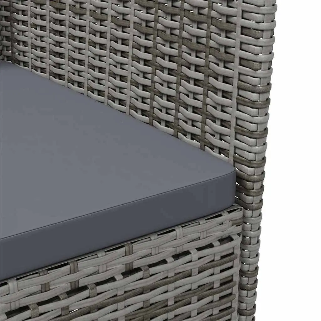 Outdoor Dining Set PE Rattan Steel 3 Piece Grey Garden Furniture with Cushions