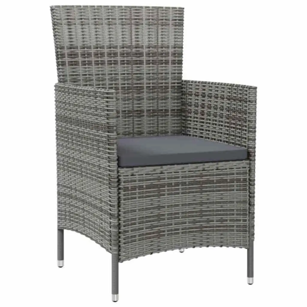 7 Piece Outdoor Dining Set Poly Rattan Steel Grey Garden Furniture
