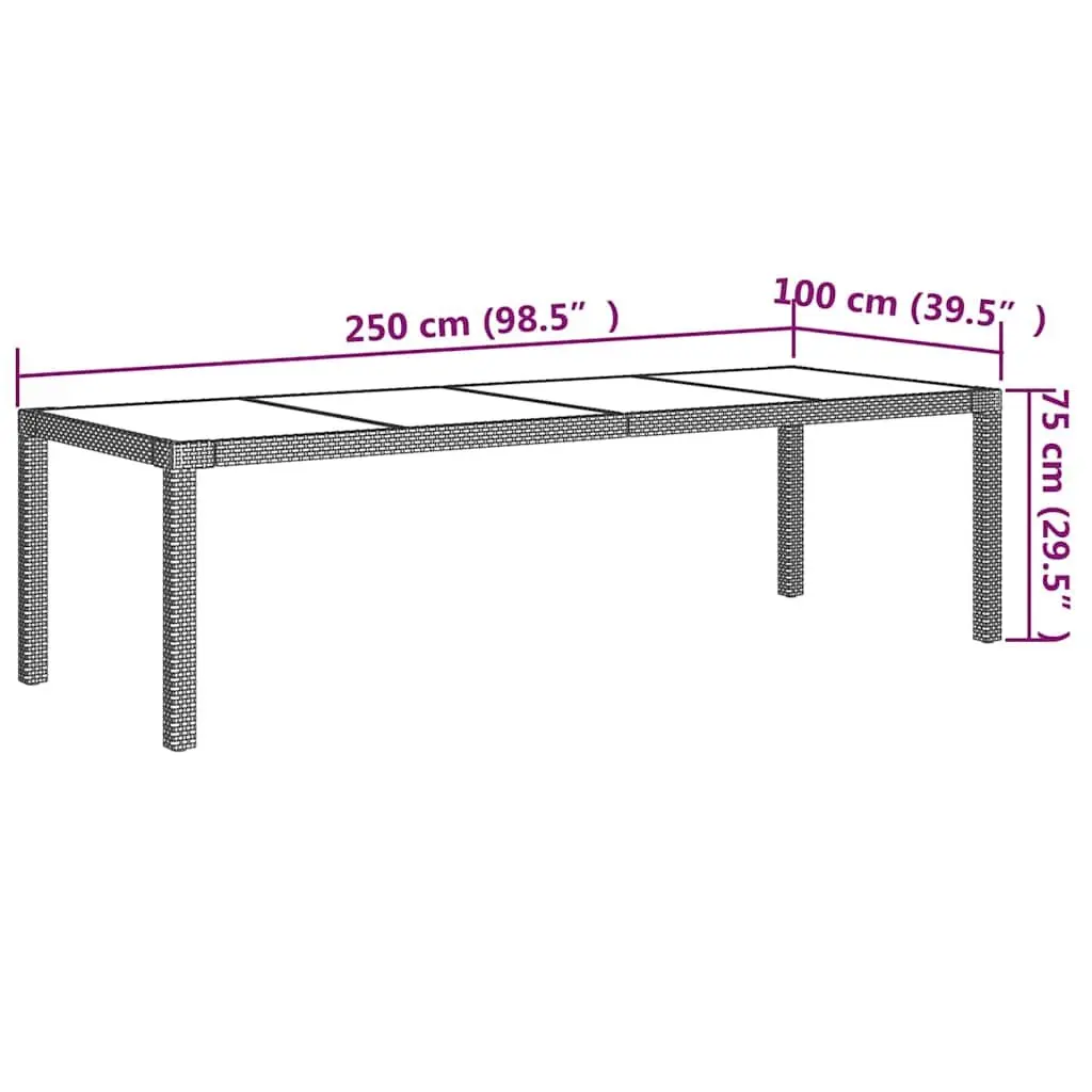 Outdoor Dining Set PE Rattan 9 Piece Grey Steel Frame