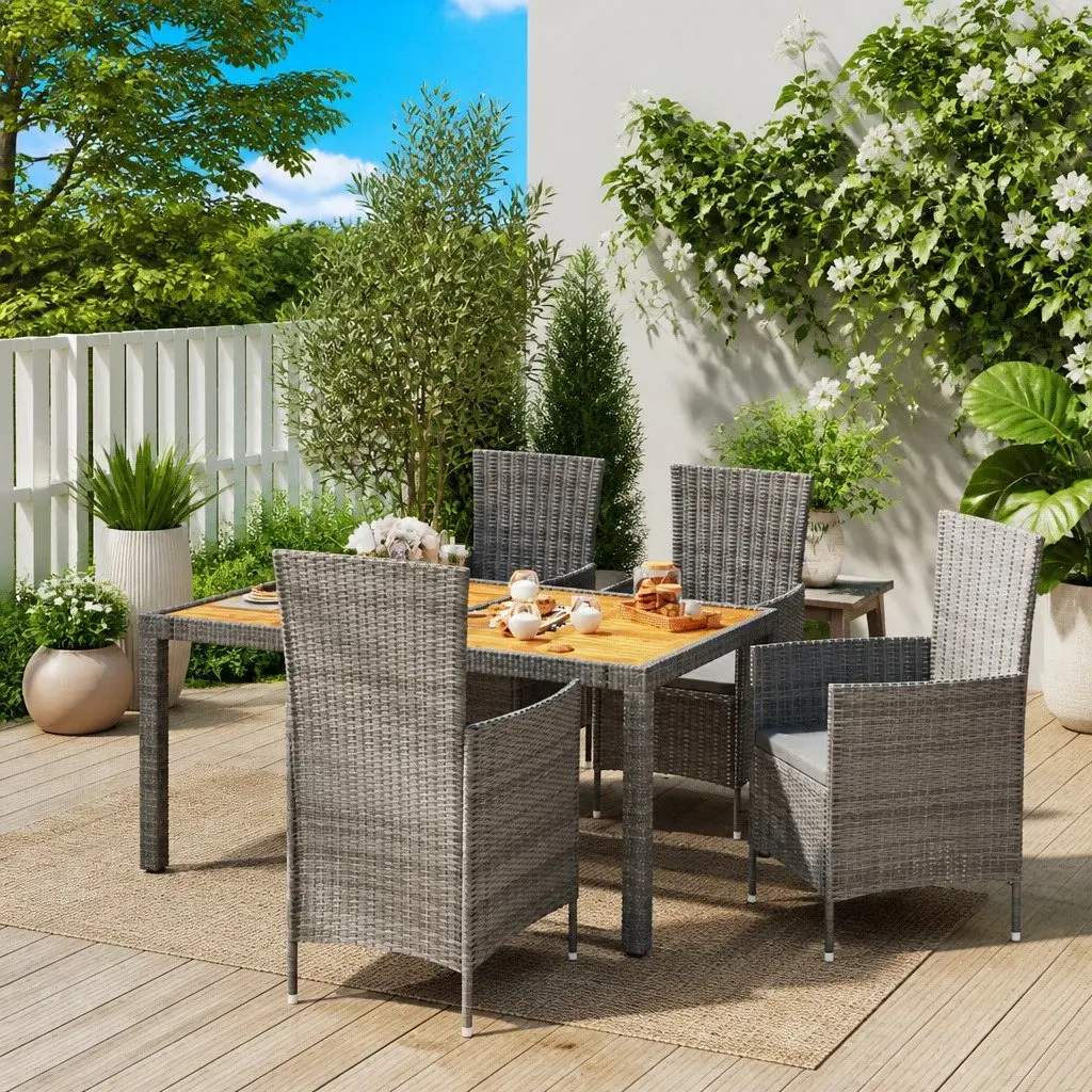 5 Piece Outdoor Dining Set with Cushions