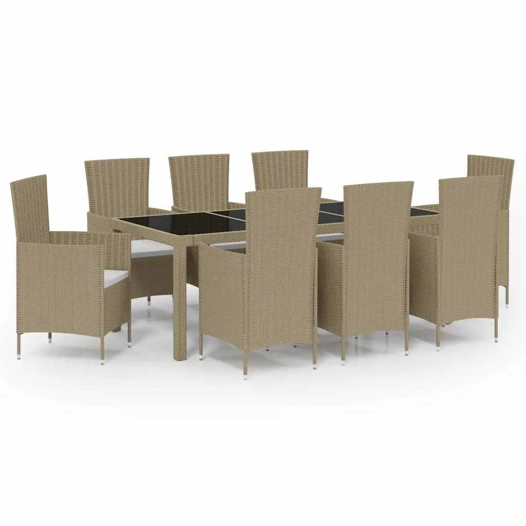 Beige 9 Piece Outdoor Dining Set with Cushions