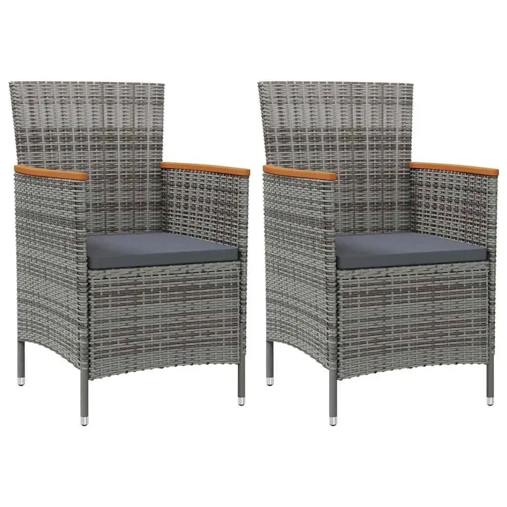 Grey Poly Rattan 3 Piece Outdoor Dining Set with Cushions