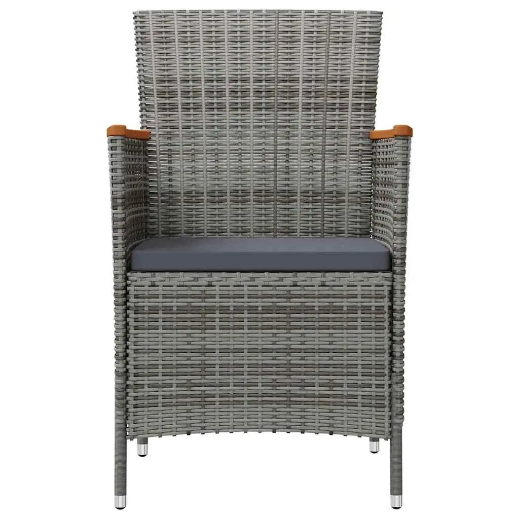 Grey Poly Rattan 3 Piece Outdoor Dining Set with Cushions