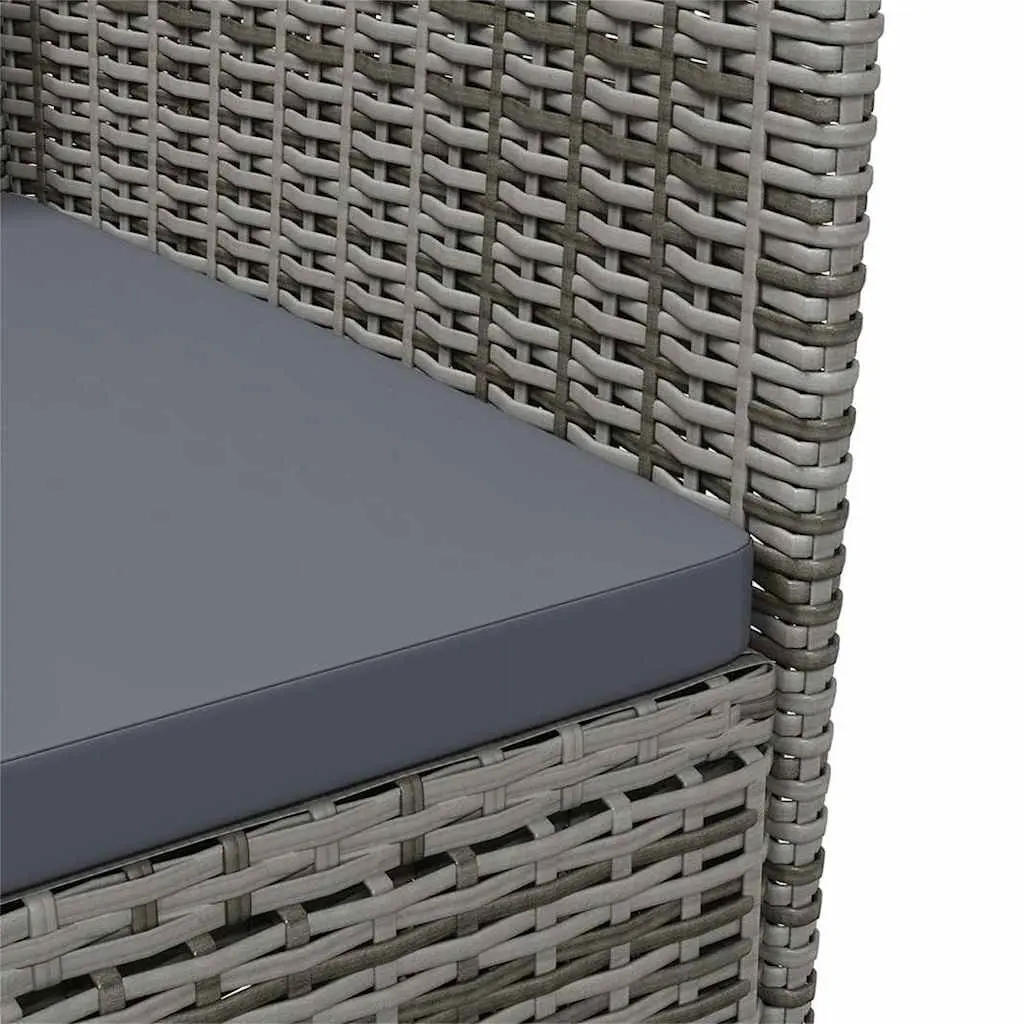 Grey Poly Rattan 3 Piece Outdoor Dining Set with Cushions