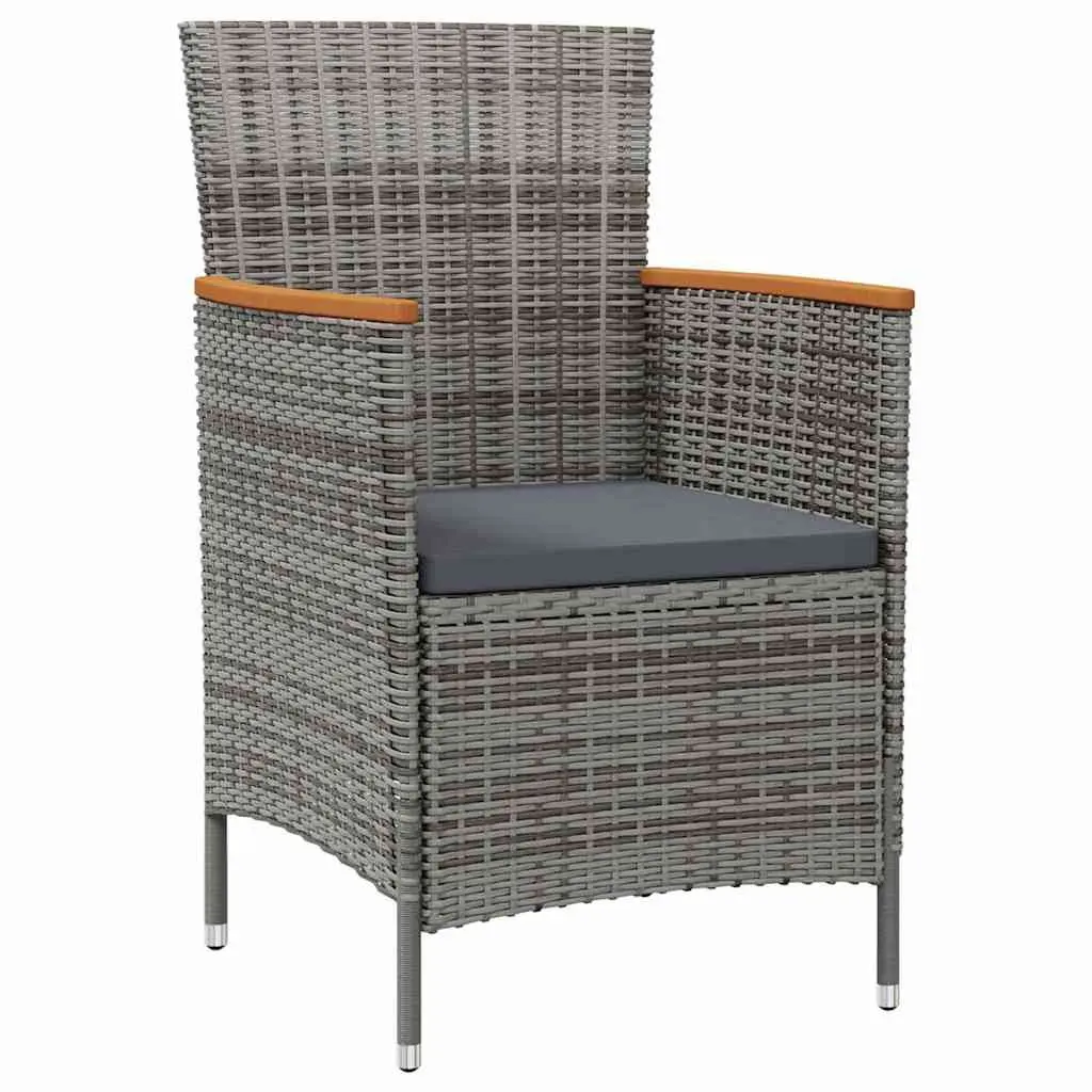 Outdoor Dining Set Grey PE Rattan 7 Piece Garden Furniture with Cushions