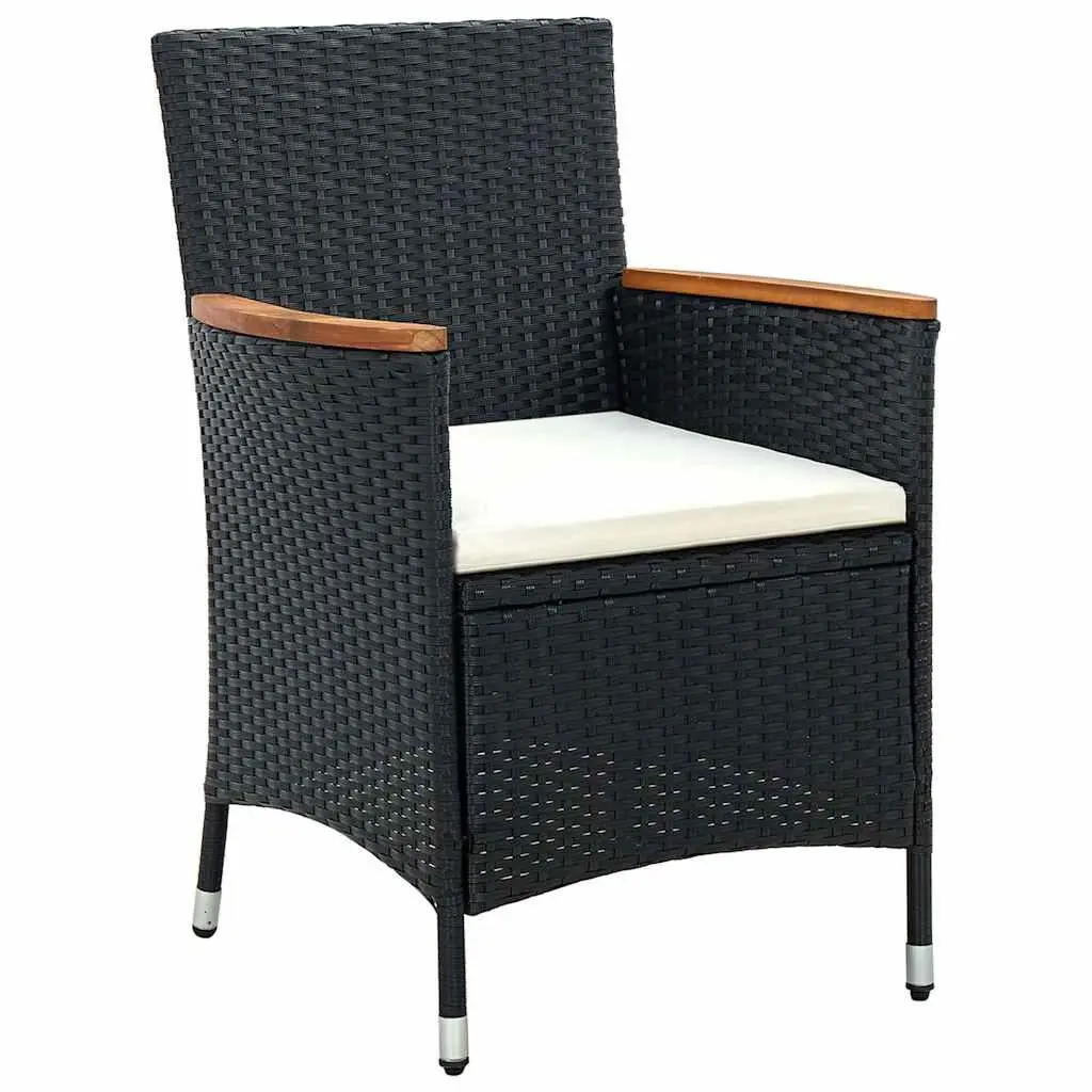 Outdoor Dining Set Poly Rattan 5 Piece Garden Furniture Black