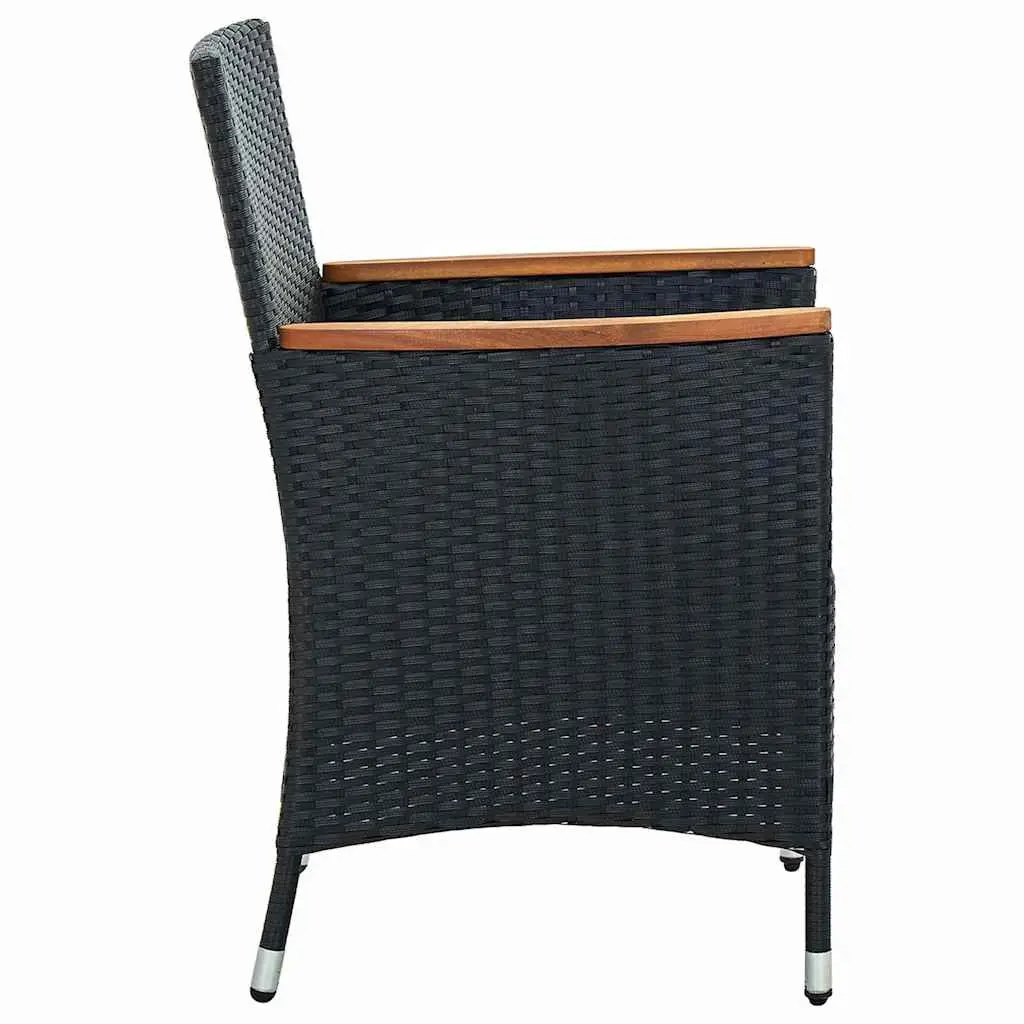 Outdoor Dining Set Poly Rattan 5 Piece Garden Furniture Black