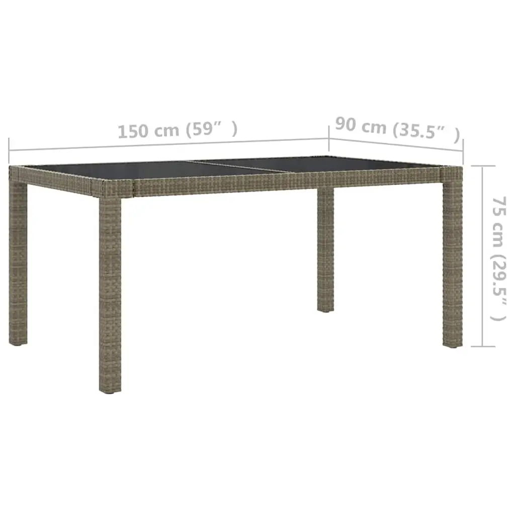 Outdoor Dining Set PE Rattan 5 Piece Steel Frame Grey Cushions