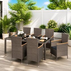 7-Piece Garden Furniture Set with Durable Grey Cushions