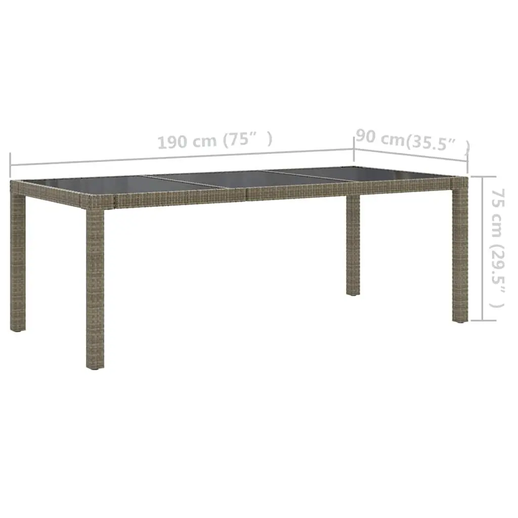 9-Piece Grey Poly Rattan Outdoor Dining Set with Cushions