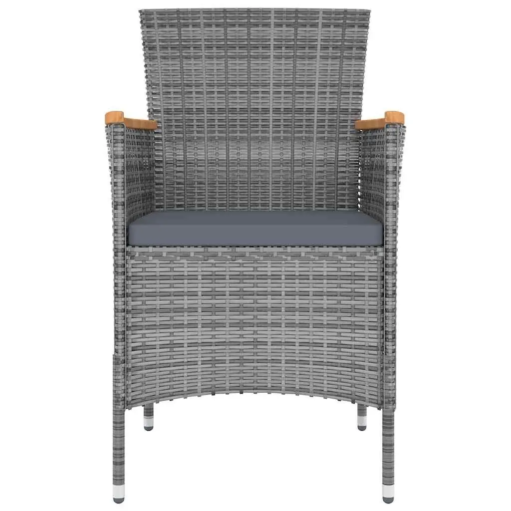 9-Piece Grey Poly Rattan Outdoor Dining Set with Cushions