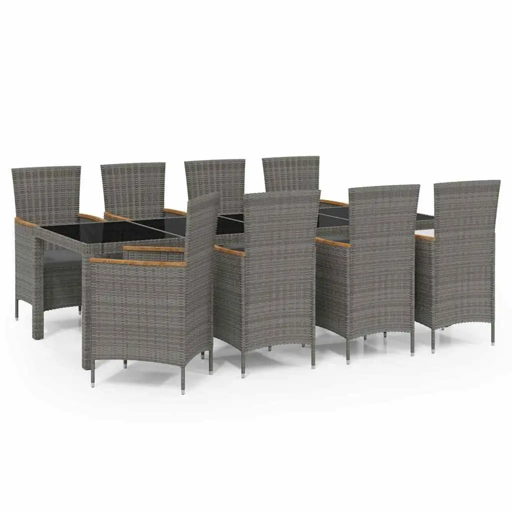 9-Piece Grey Outdoor Dining Set with Steel Frame