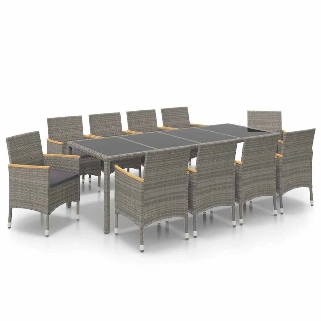 11 Piece Outdoor Dining Set with Grey Cushions