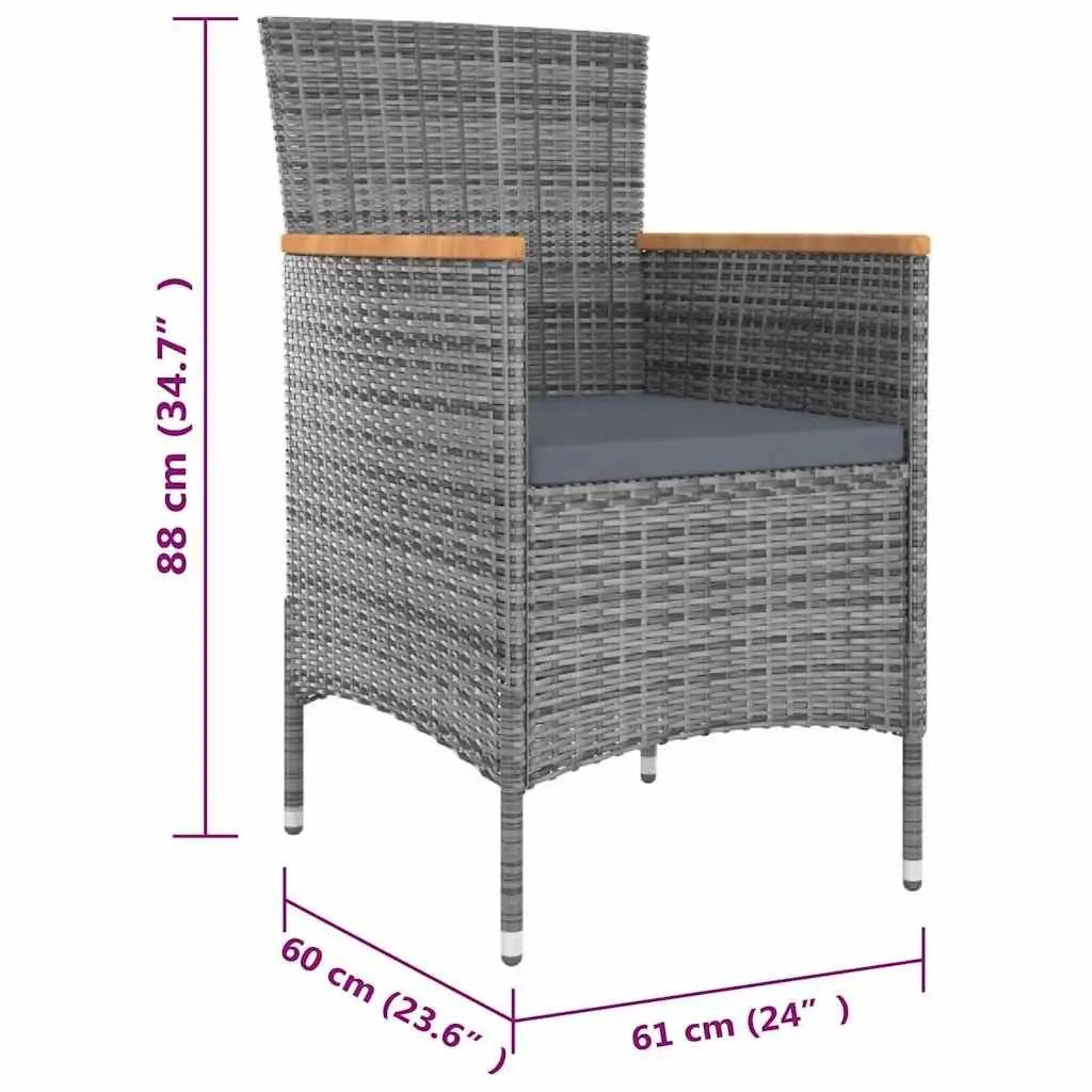 11 Piece Outdoor Dining Set with Grey Cushions