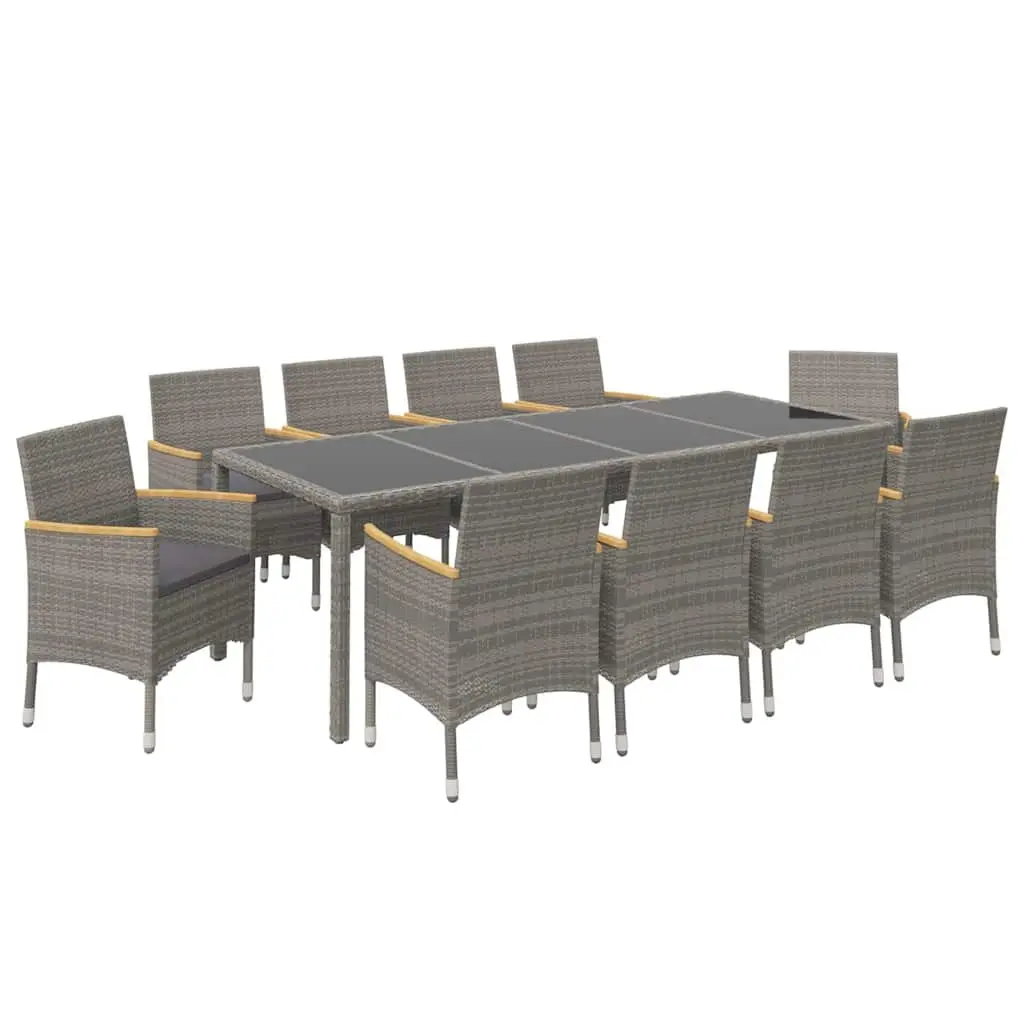11 Piece Outdoor Dining Set with Grey Cushions