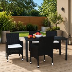Sturdy 5 Piece Outdoor Dining Set with Cushioned Chairs