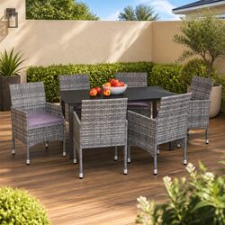 Premium 7-Piece Garden Dining Set with Cushions