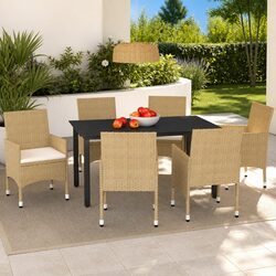 7-Piece Outdoor Garden Dining Set with Cushions