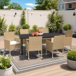 Outdoor Garden Dining Set 7 Piece Rattan Furniture