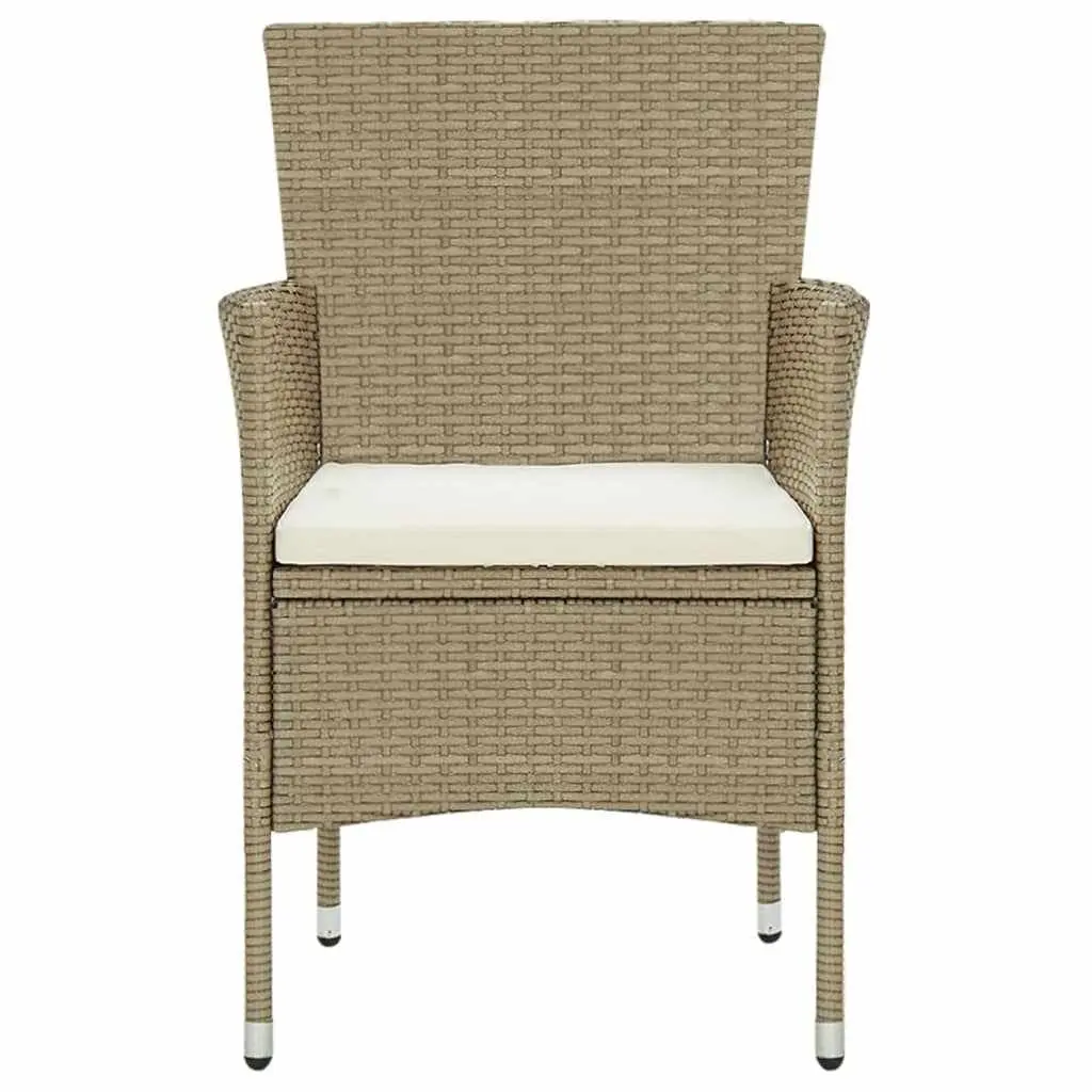 Garden Dining Set PE Rattan 9 Piece Outdoor Patio Furniture Beige with Cushions