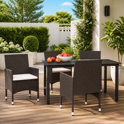 5 Piece Garden Dining Set with Cushions - Durable Outdoor Furniture