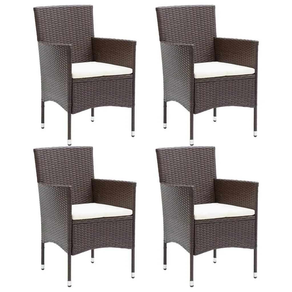 5 Piece Garden Dining Set Outdoor Furniture with Cushions PE Rattan Brown Patio