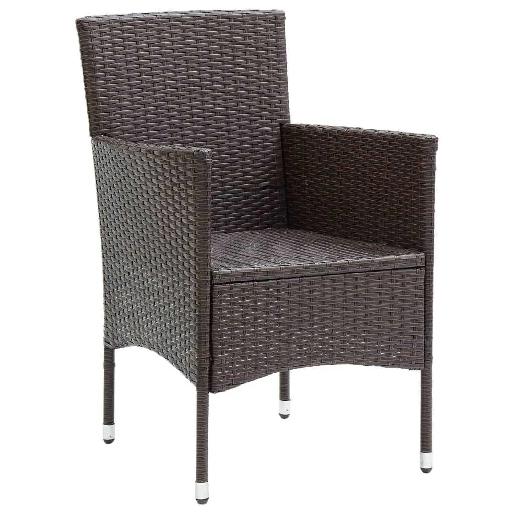 5 Piece Garden Dining Set Outdoor Furniture with Cushions PE Rattan Brown Patio