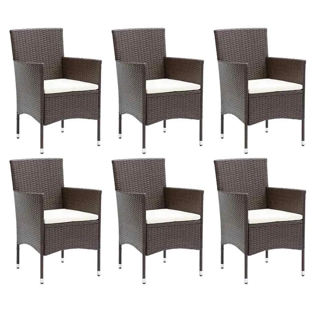 Garden Dining Set PE Rattan 7 Piece Outdoor Patio Furniture Brown with Cushions