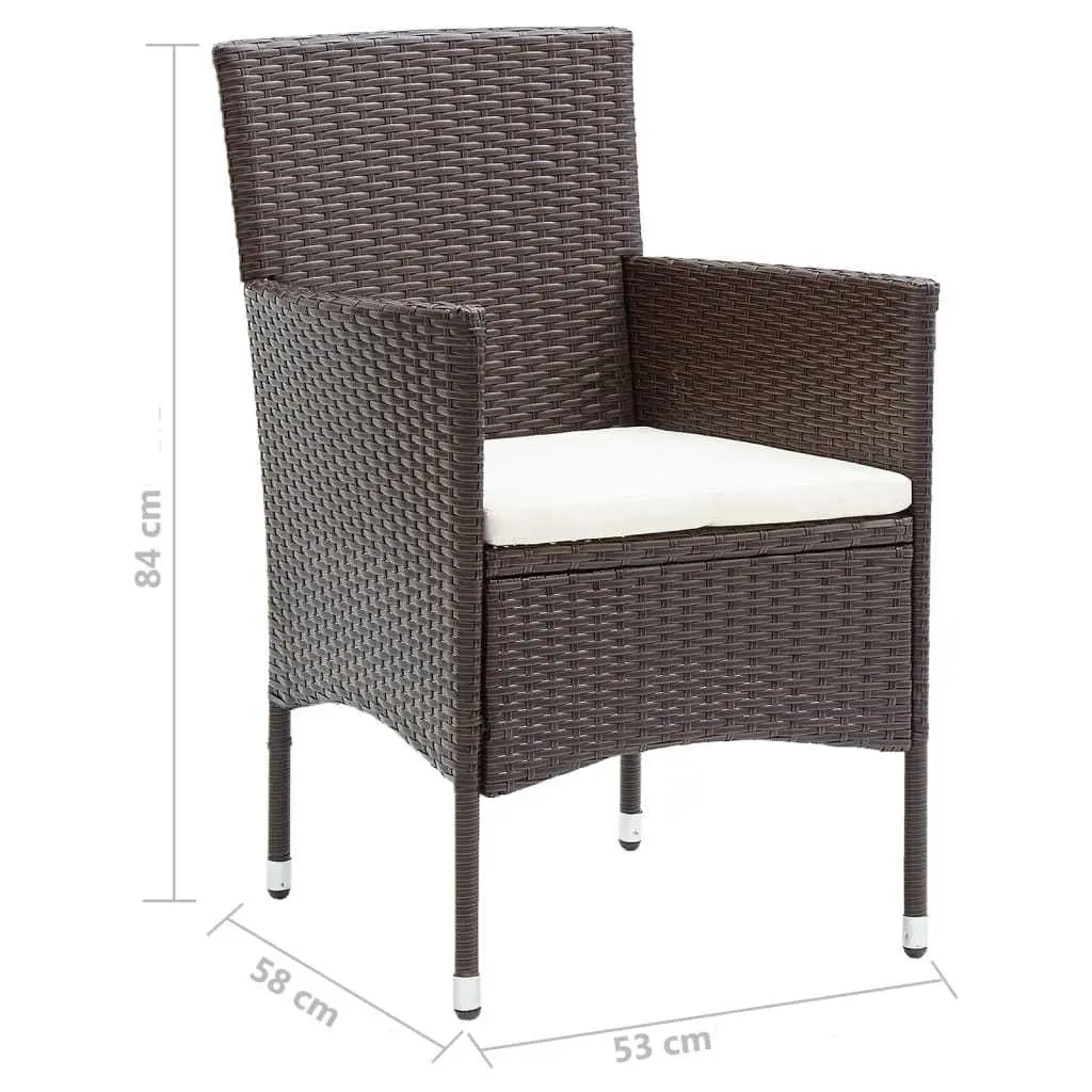 9 Piece Brown Garden Dining Set with Cushions