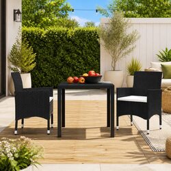 Sturdy Outdoor Dining Set 3 Piece PE Rattan Table Chairs