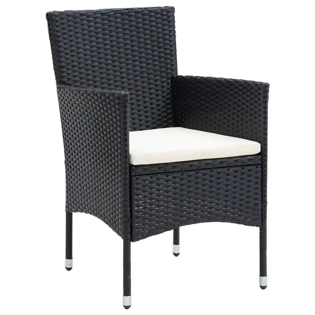 5 Piece Outdoor Dining Set PE Rattan Steel Frame WPC Tabletop Black