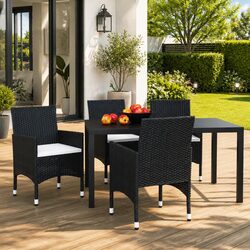 Sturdy 5-Piece Garden Dining Set with Cushions