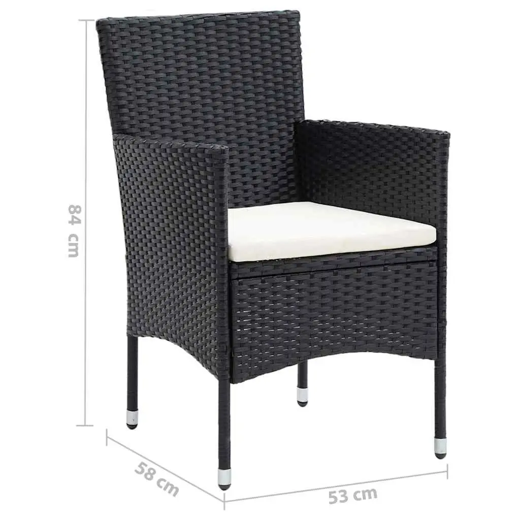 7 Piece Garden Dining Set PE Rattan Steel Aluminium WPC Black