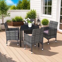 Stylish 5 Piece Garden Dining Set with Cushions
