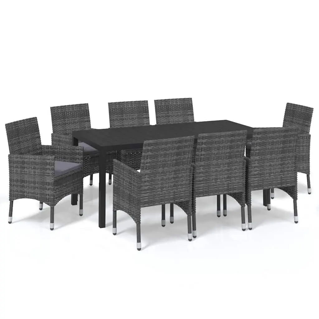 9-Piece Outdoor Garden Dining Set with Grey Cushions