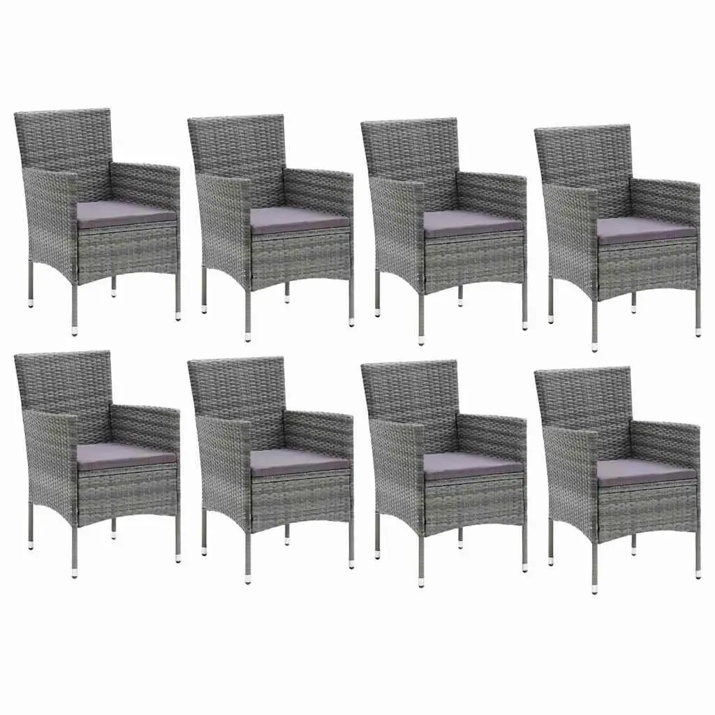 9-Piece Outdoor Garden Dining Set with Grey Cushions