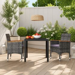 Sturdy Grey Rattan Garden Dining Set with Cushions