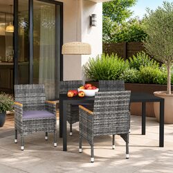 Premium 5-Piece Garden Dining Set with Grey Cushions