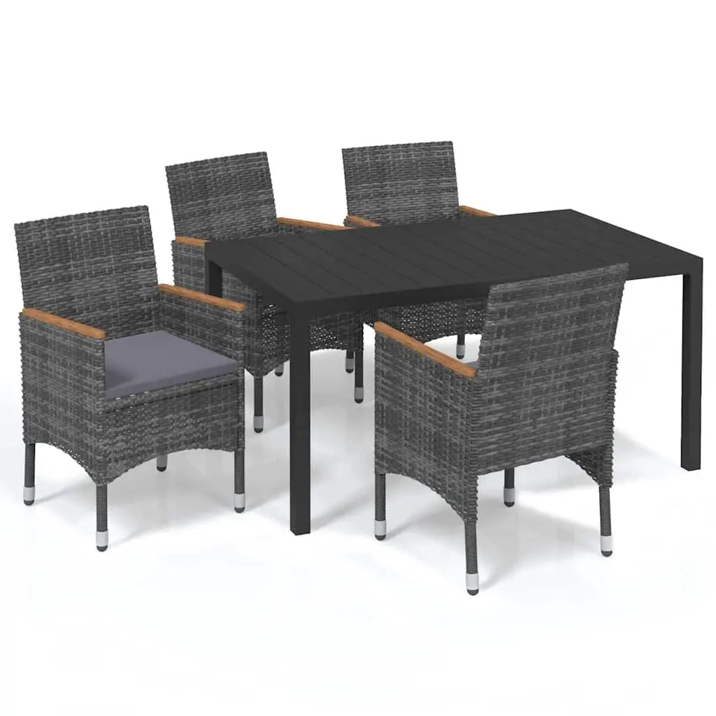 5-Piece Garden Dining Set with Grey Cushions