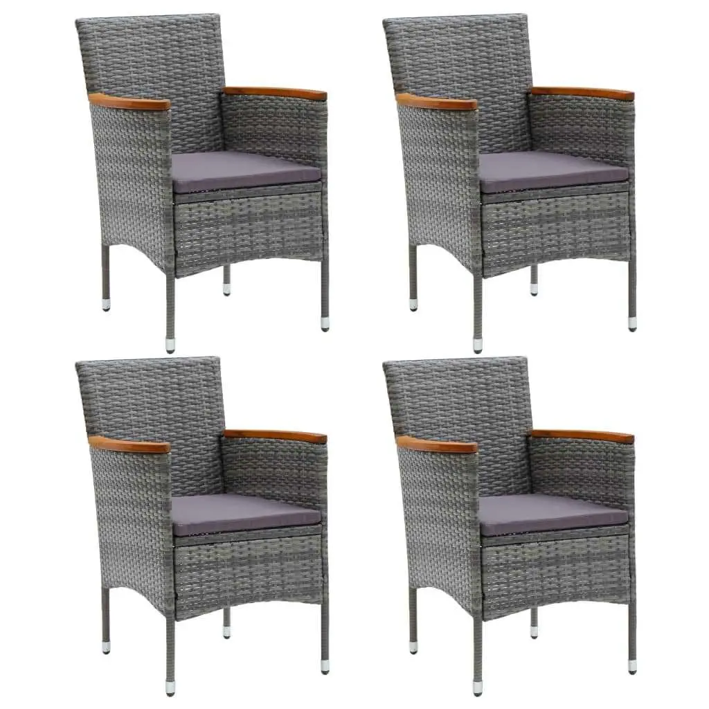 5-Piece Garden Dining Set with Grey Cushions