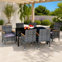 7-Piece Outdoor Garden Dining Set with Cushions