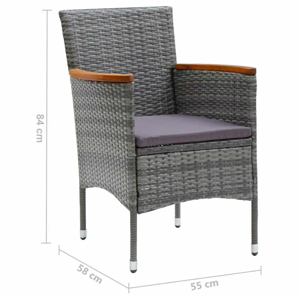 Garden Dining Set 7 Piece Poly Rattan Steel Aluminium Grey