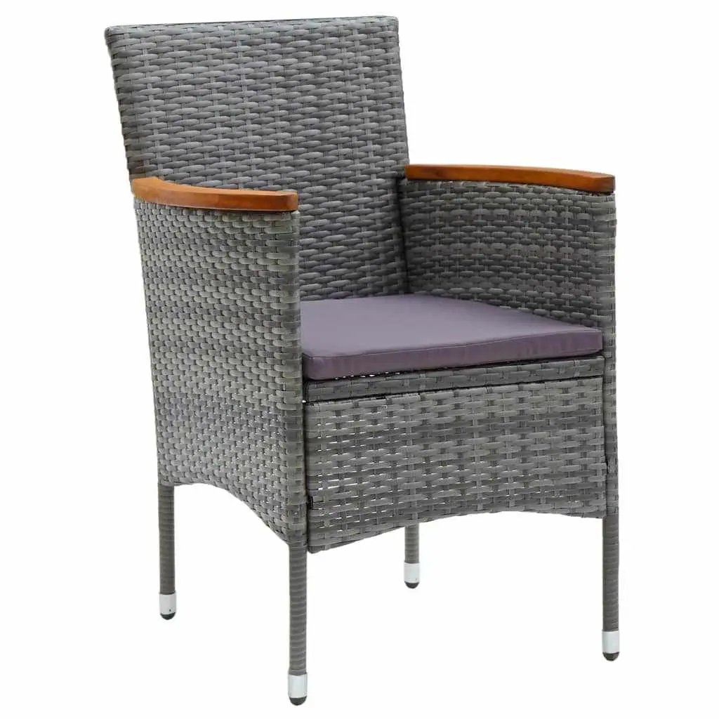 Garden Dining Set PE Rattan Steel 7 Piece Grey